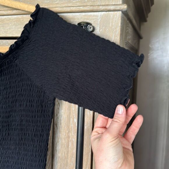 Fifth & Mode Carmen Smocked Mini Dress size Large in Black NWT - Picture 12 of 15